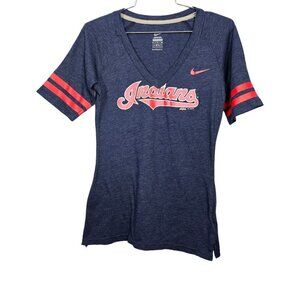 💎Nike Cleveland Indians V Neck Baseball Pull Over T-Shirt